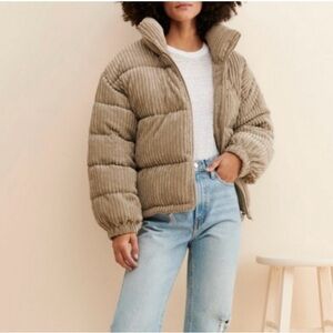 XL Anthropologie x Vigoss -Brown beige corduroy stand up neck puffer.Size XL